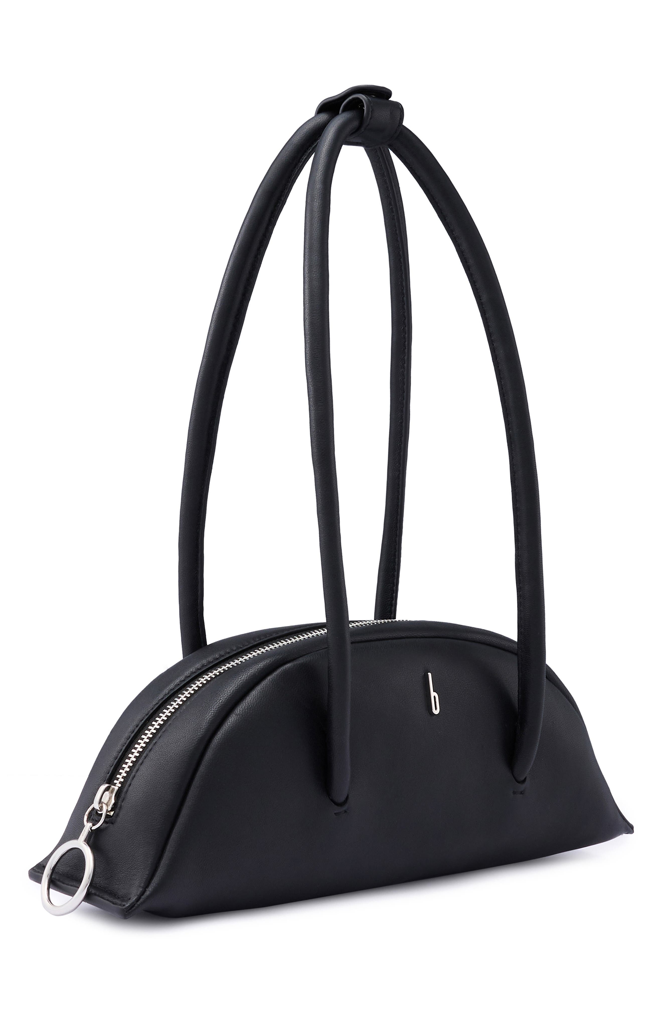 behno Mini Laverne Leather Bowler Bag, Alternate, color, Black