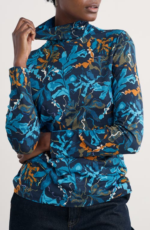 Seasalt Cornwall Landing Turtleneck Stretch Organic Cotton Top In Blue