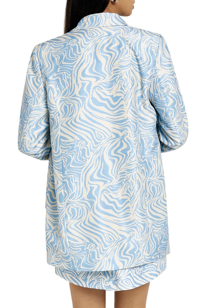 Swirl Print Double Breasted Blazer, Alternate, color, LIGHT BLUE