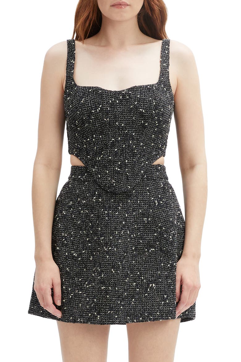 Tweed Corset Top, Main, color, BLACK
