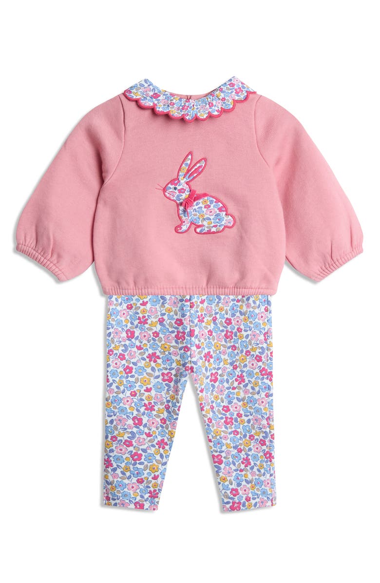 JOJO MAMAN BEBE Bunny Appliqué Sweatshirt & Leggings Set, Main, color, Pink