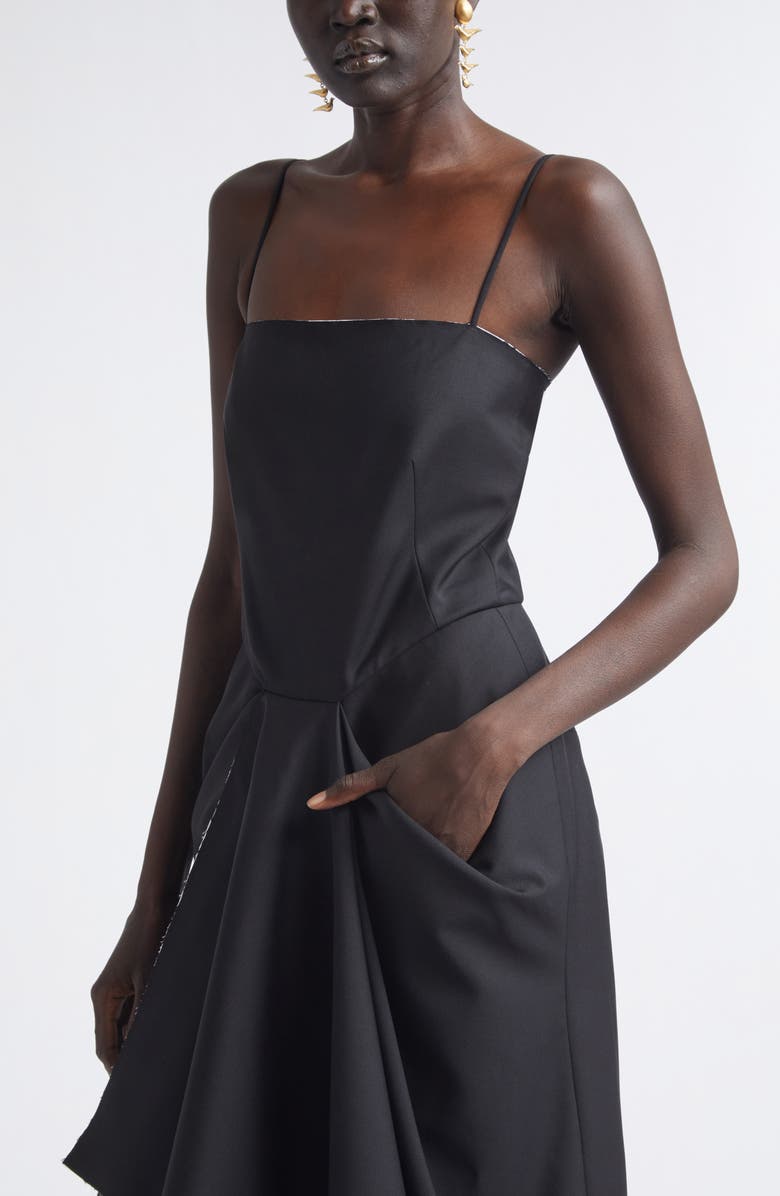 Givenchy Sliced Draped Wool & Mohair Dress, Alternate, color, Black