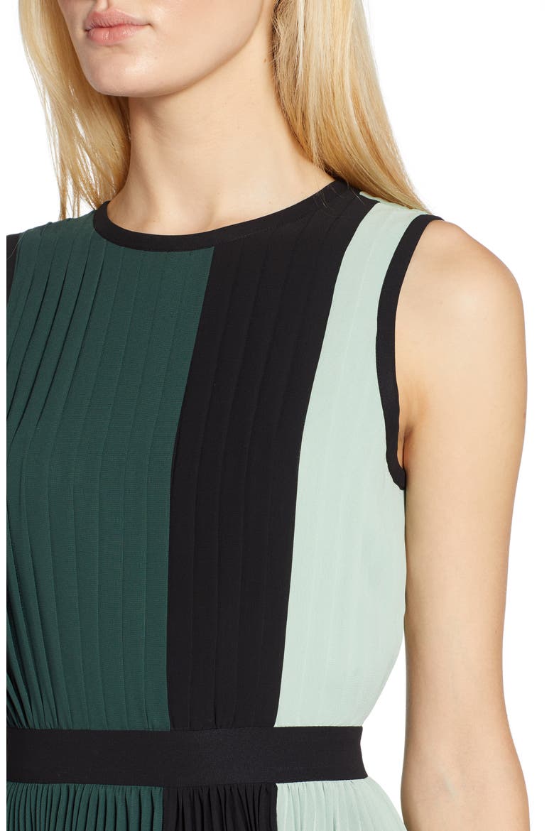 x Atlantic-Pacific Colorblock Pleated Midi Dress, Alternate, color, GREEN- BLACK COLORBLOCK