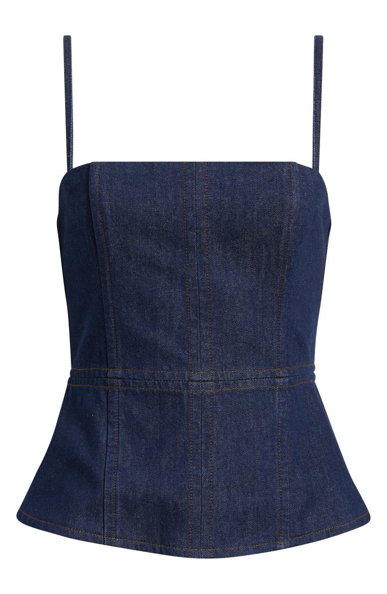 rag & bone Isabella Denim Peplum Top, Alternate, color, Midnight Rinse