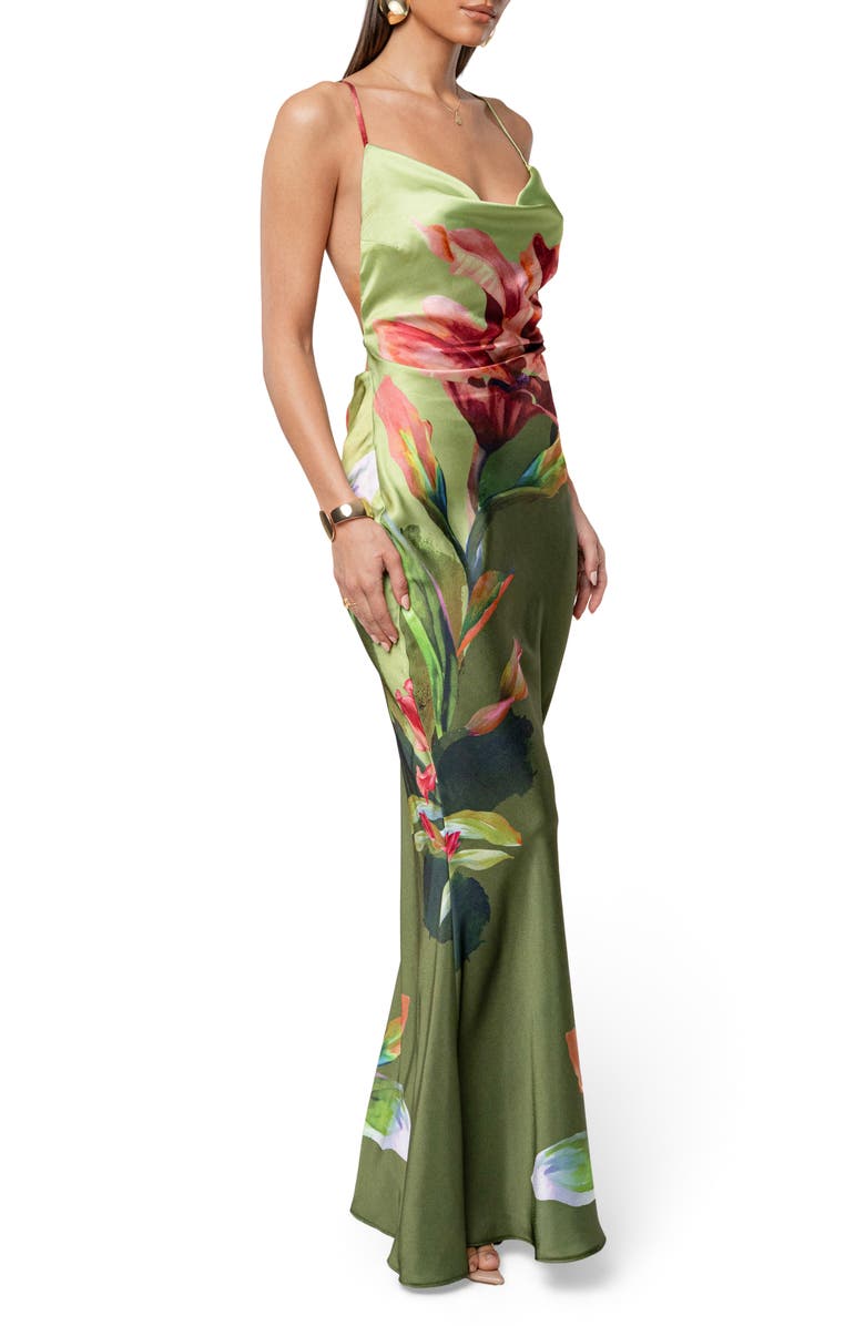JLUXLABEL Floral Satin Maxi Slipdress, Alternate, color,
