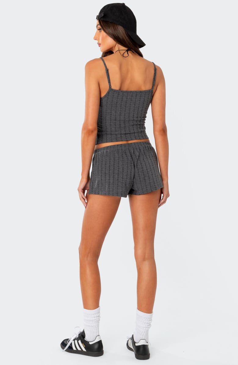 EDIKTED Irene Pointelle Low Rise Pointelle Microshorts, Alternate, color, Gray