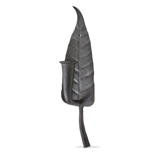 Tag Leaf & Flower Black Iron Candle Holder Decorative Sconce In Black