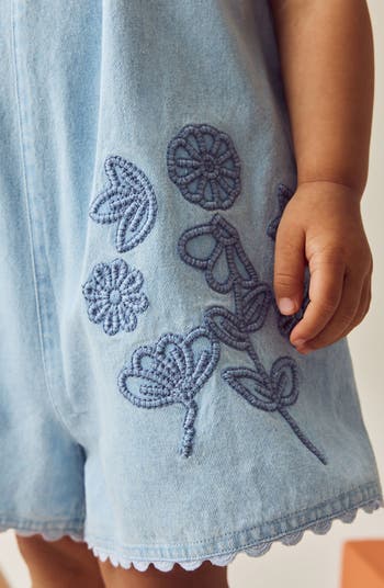 Kids' Embroidered Denim Jumpsuit