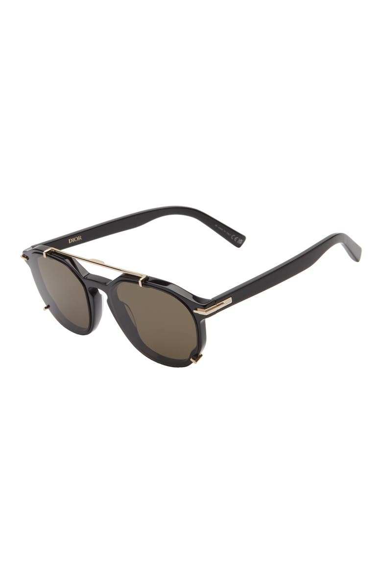 'DiorBlackSuit RI 56mm Aviator Sunglasses, Alternate, color, SHINY BLACK / GREEN