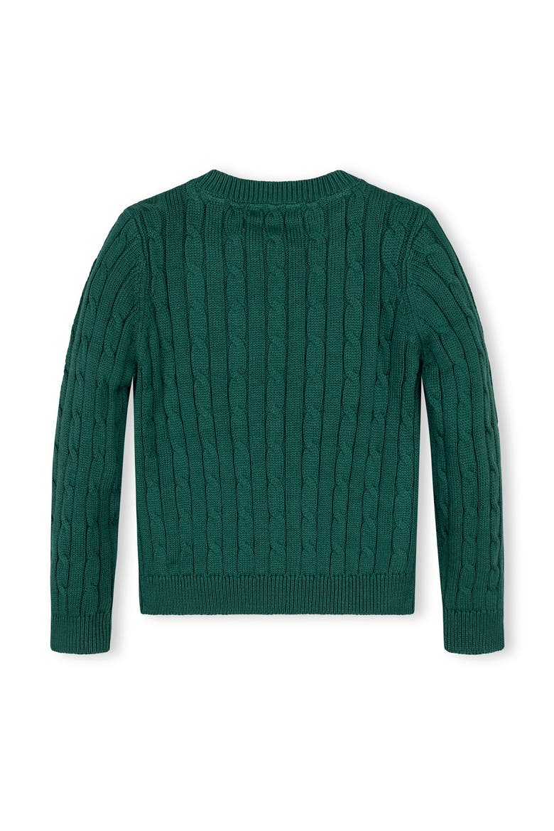 Kids' Organic Crew Neck Cable Sweater, Alternate, color, Green Cable