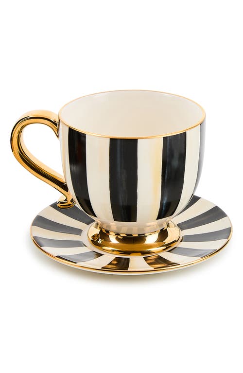 Mackenzie-childs Mackenzie Childs Courtly Stripe Cappuccino Cup & Saucer In Multi