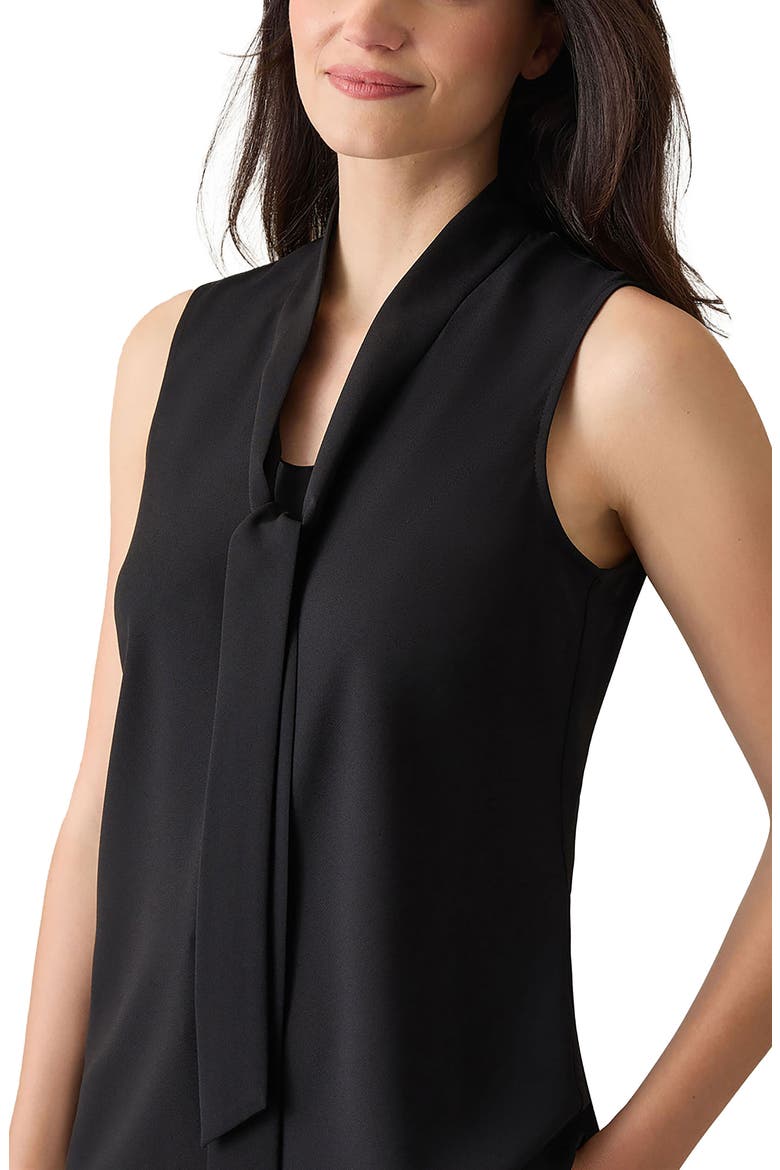 Sleeveless Tie Front Top, Alternate, color, BLACK