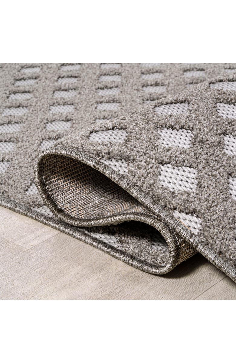 JONATHAN Y Rabat High-Low Pile Mini-Diamond Trellis Indoor/Outdoor Area Rug, Alternate, color, Dark Gray/Ivory