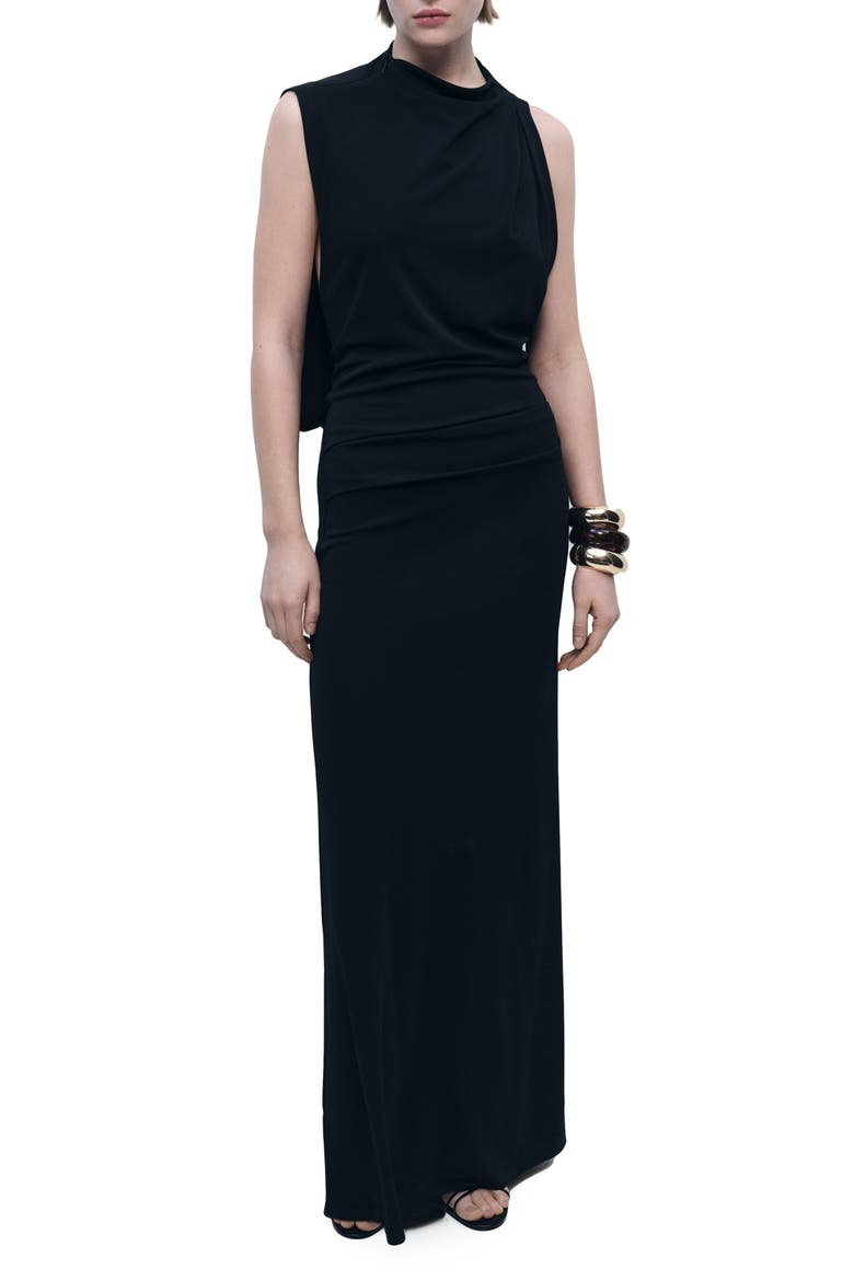 Asymmetric Column Dress, Main, color, BLACK
