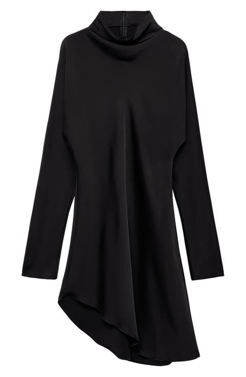 Selection Satin Long Sleeve Asymmetric Hem Dress