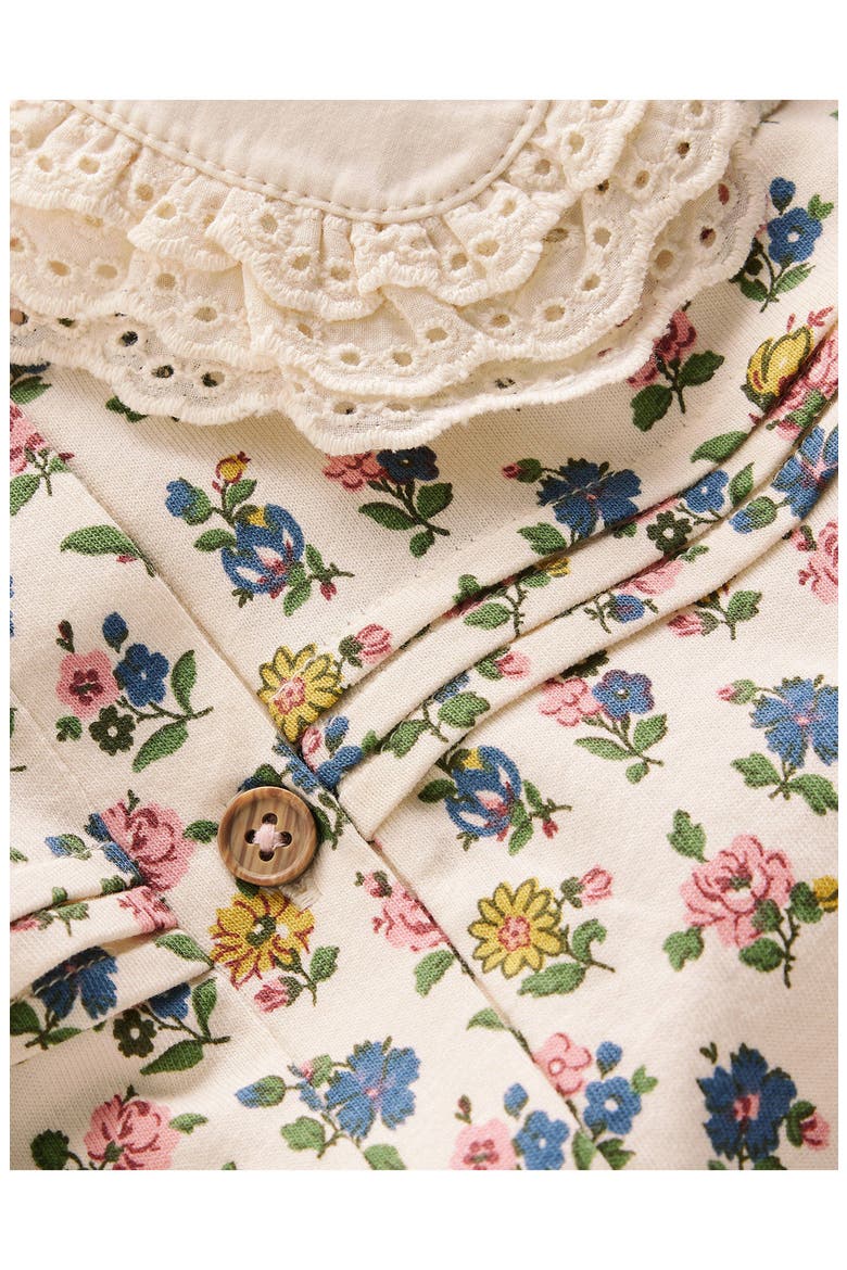 Kids' Broderie Collar Cotton Jersey Top, Alternate, color, VANILLA WHITE FLORAL