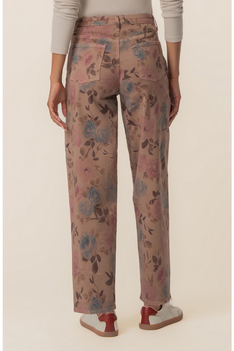 Ashton Floral High Waist Crop Barrel Jeans, Alternate, color, MAUVE