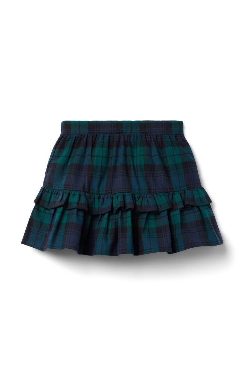 Janie and Jack Tartan Ruffle Skirt, Main, color, Green