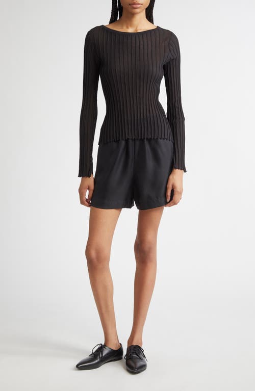 Loulou De Saison Mabille Ribbed Boat-neck T-shirt In Black