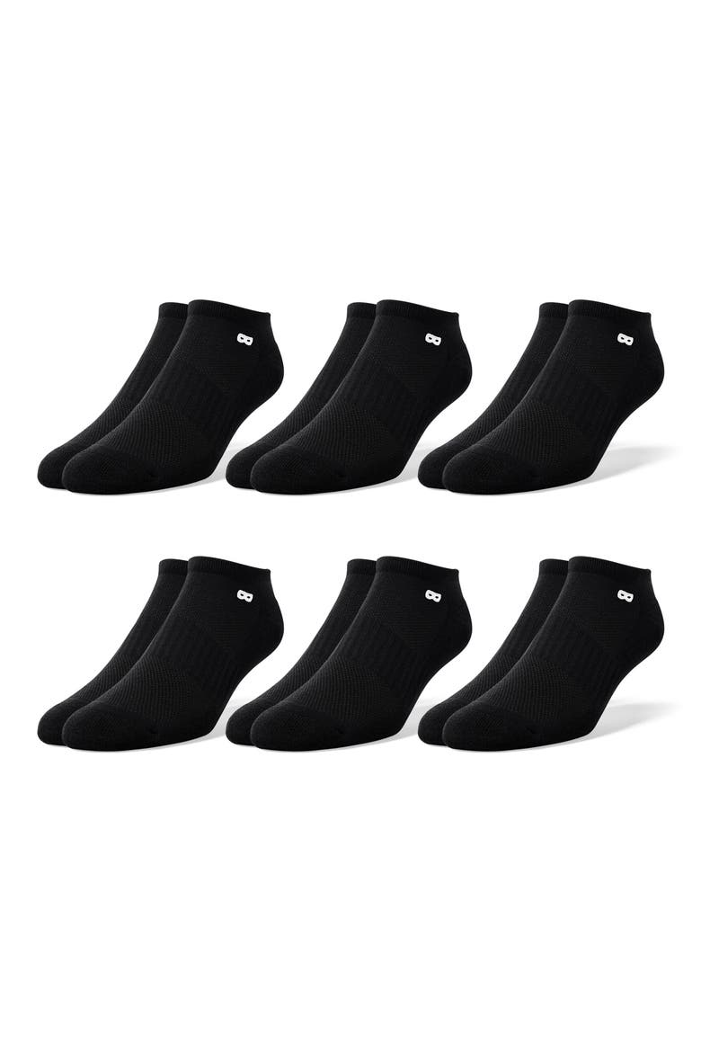 6-Pack Sporty Cushion Low Cut Socks, Main, color, BLACK