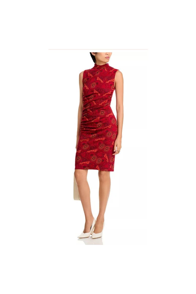 Sao Tome Jacuqard Sleeveless Dress, Main, color, RED