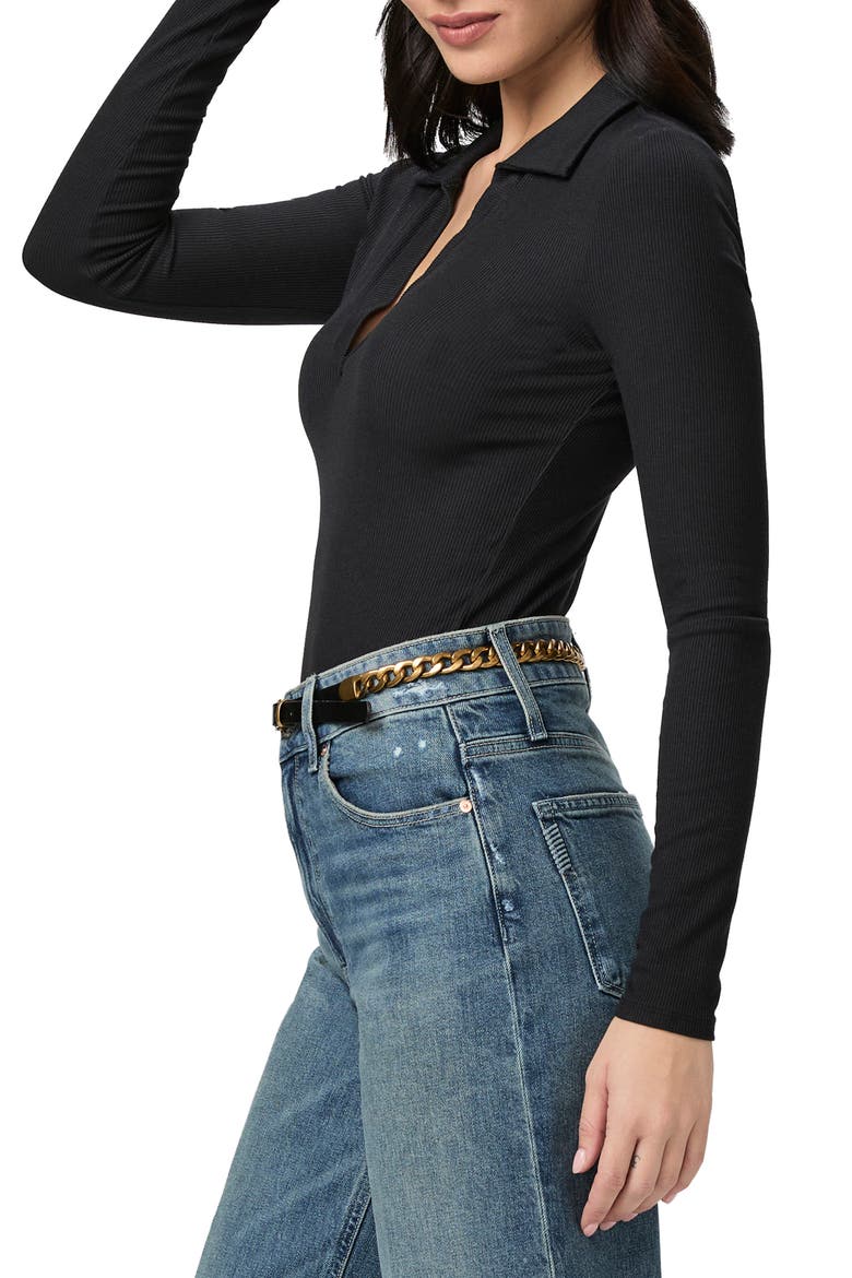 Silene Rib Polo Top, Alternate, color, BLACK
