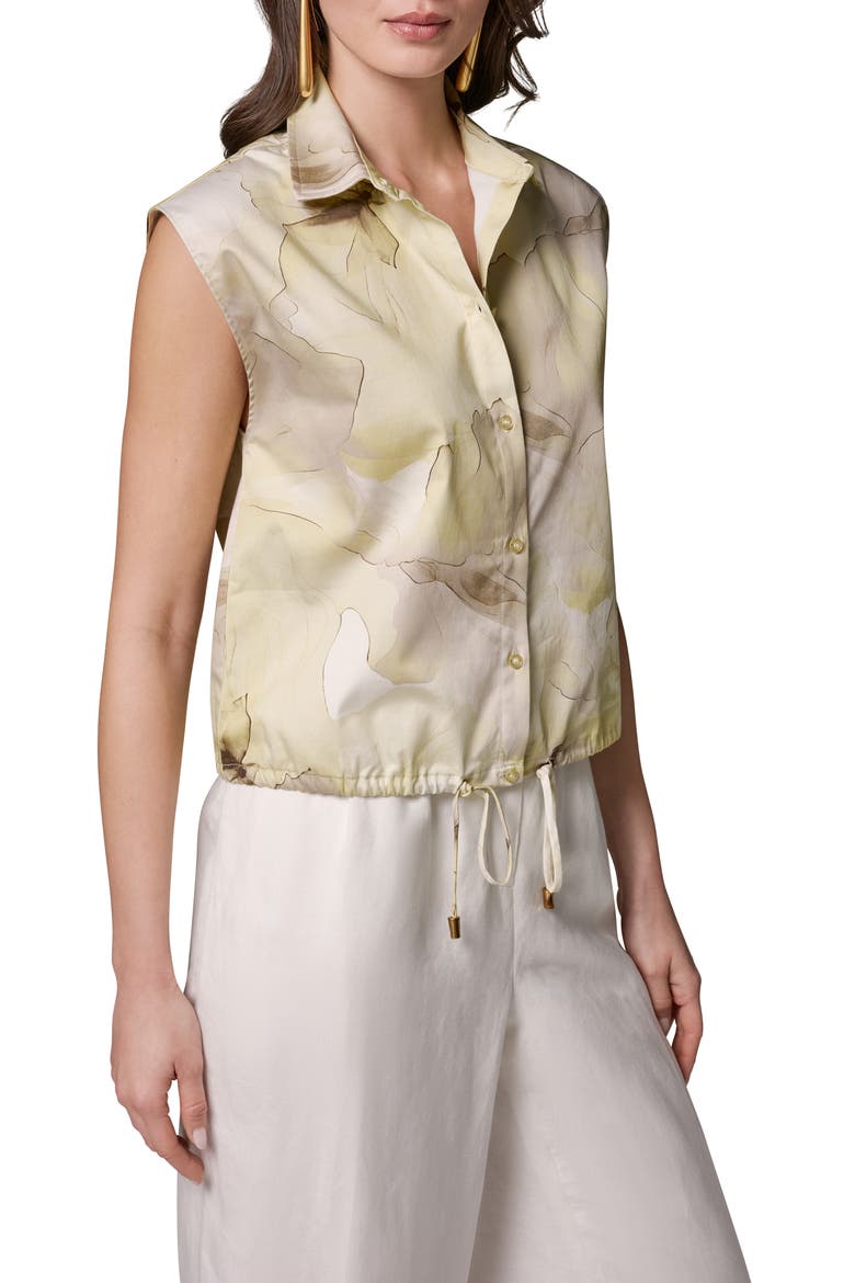 Allover Print Drawstring Hem Sleeveless Top, Alternate, color, CITRUS MULTI