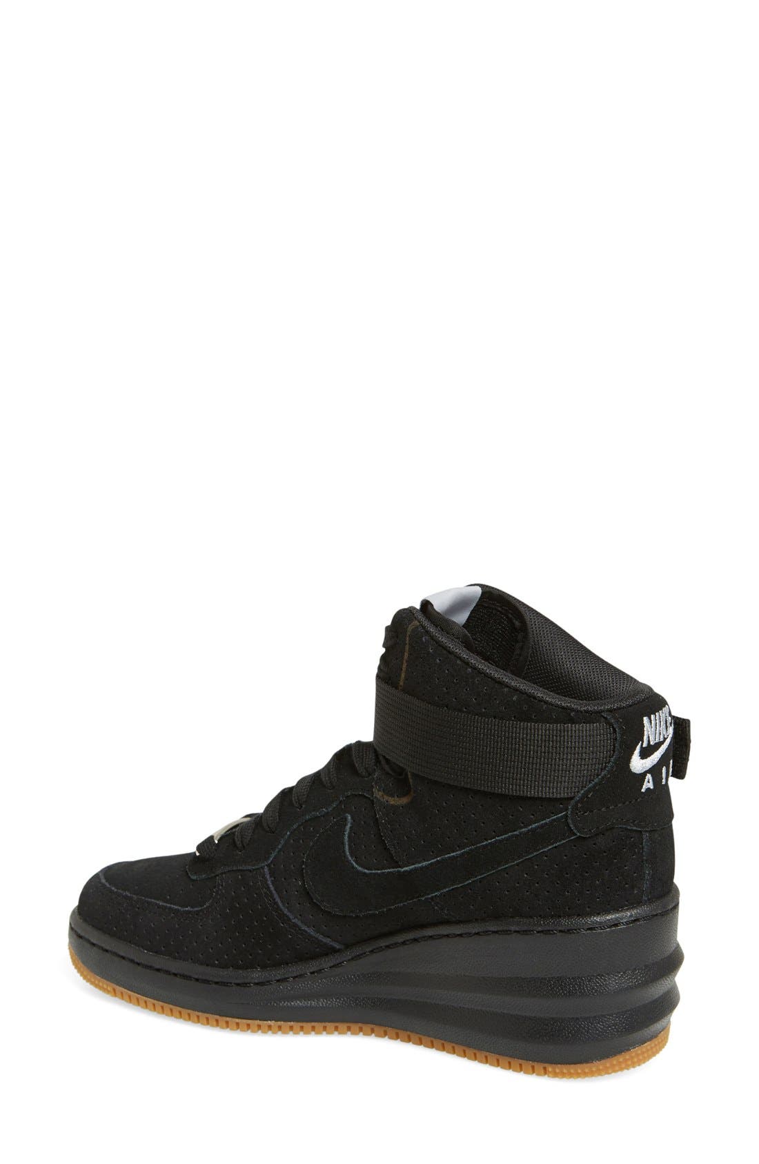 'Lunar Force Sky Hi' Wedge Sneaker, Alternate, color, BLACK/ BLACK/ GREY