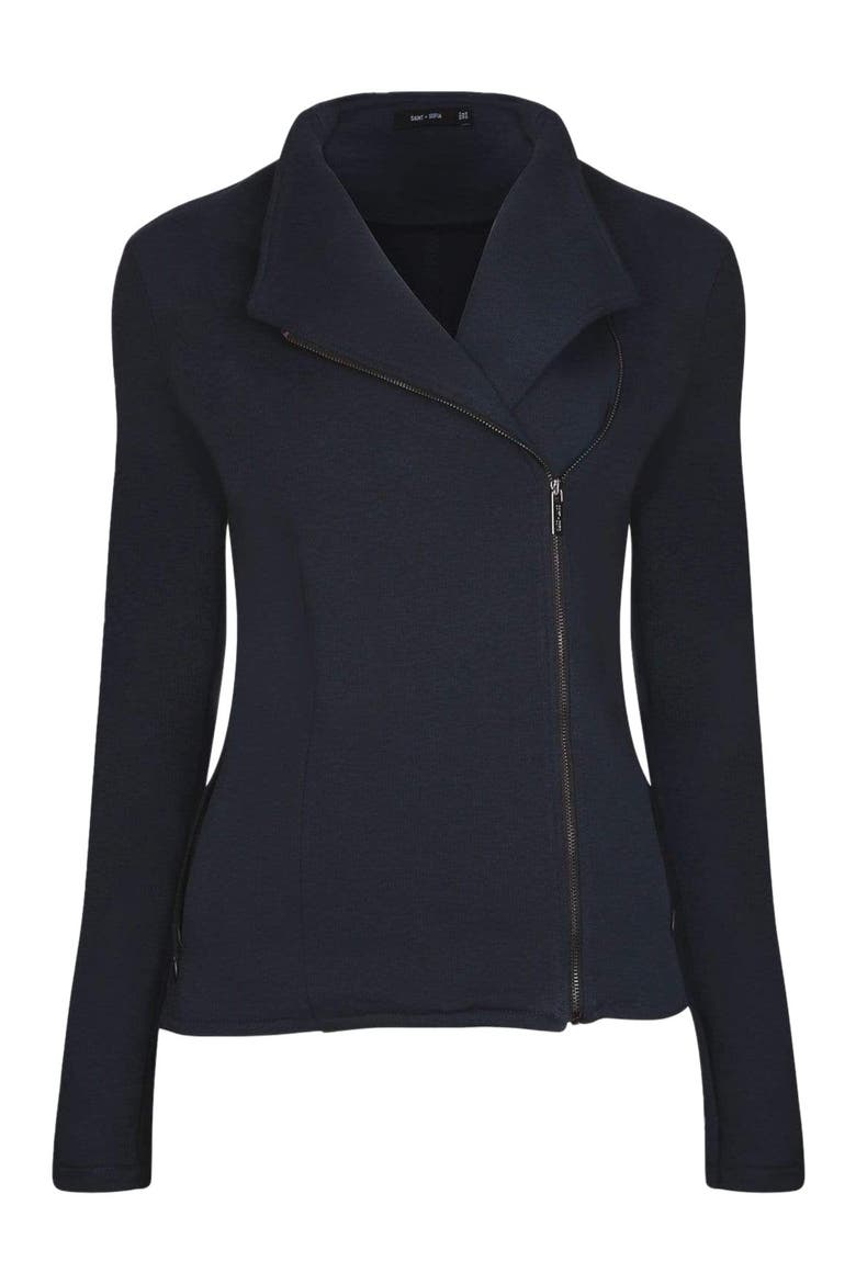 Cotton Biker Jacket, Alternate, color, navy