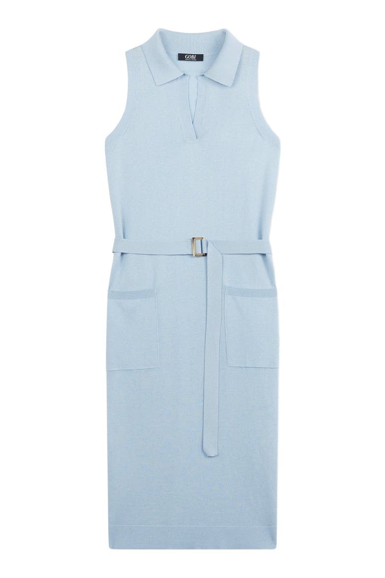 Sleeveless Silk Cashmere Polo Dress, Alternate, color, powder blue