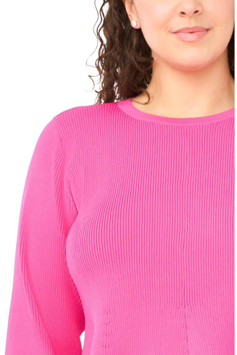 Rib Peplum Sweater, Alternate, color, ROSE VIOLET