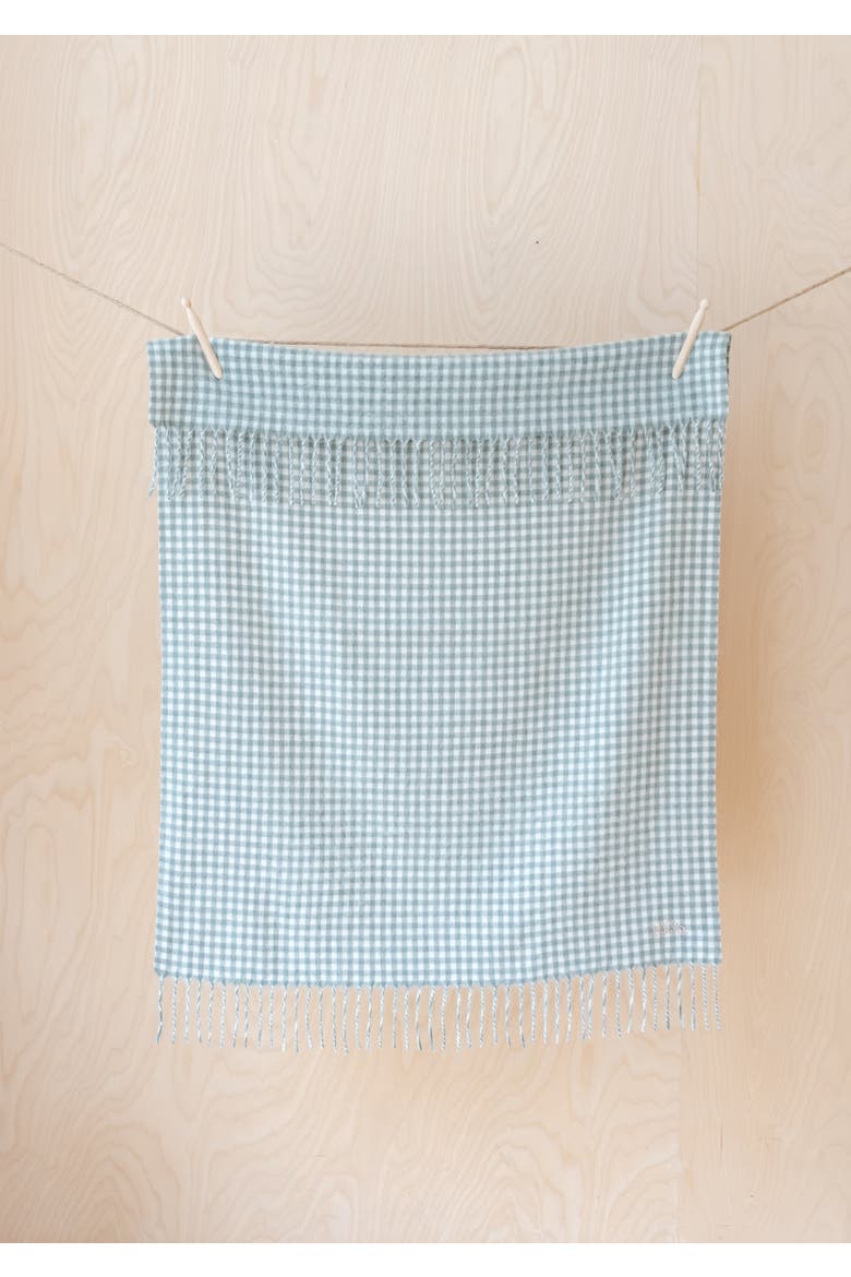 Lambswool Gingham Baby Blanket, Alternate, color, Sage Nursery Gingham