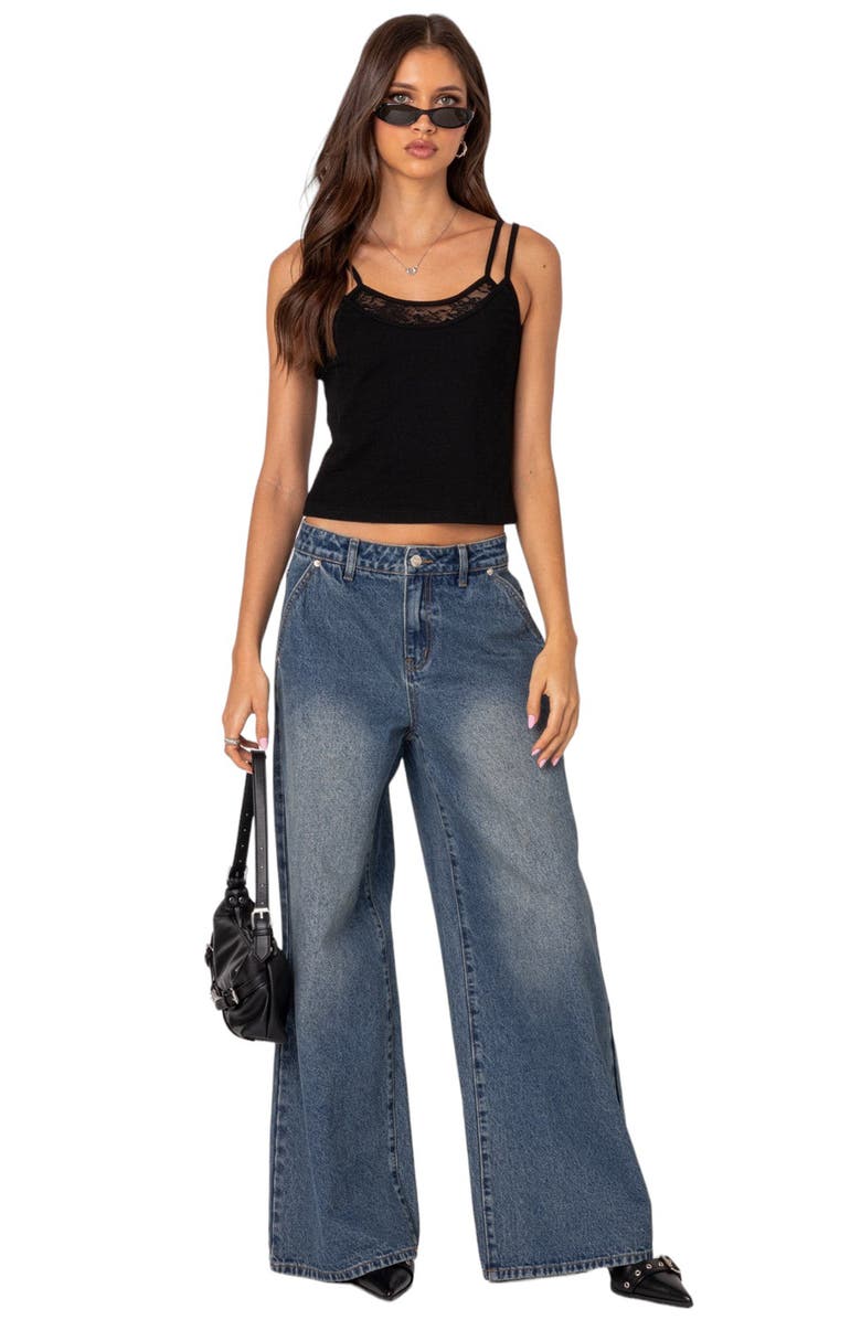 EDIKTED Carnation Lacy Layered Crop Tank Top, Alternate, color,