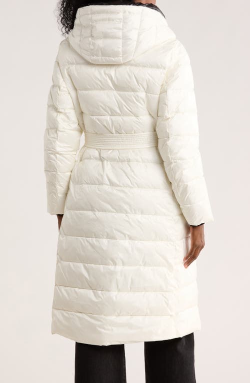 Vince Camuto Belted Maxi Puffer Jacket In White
