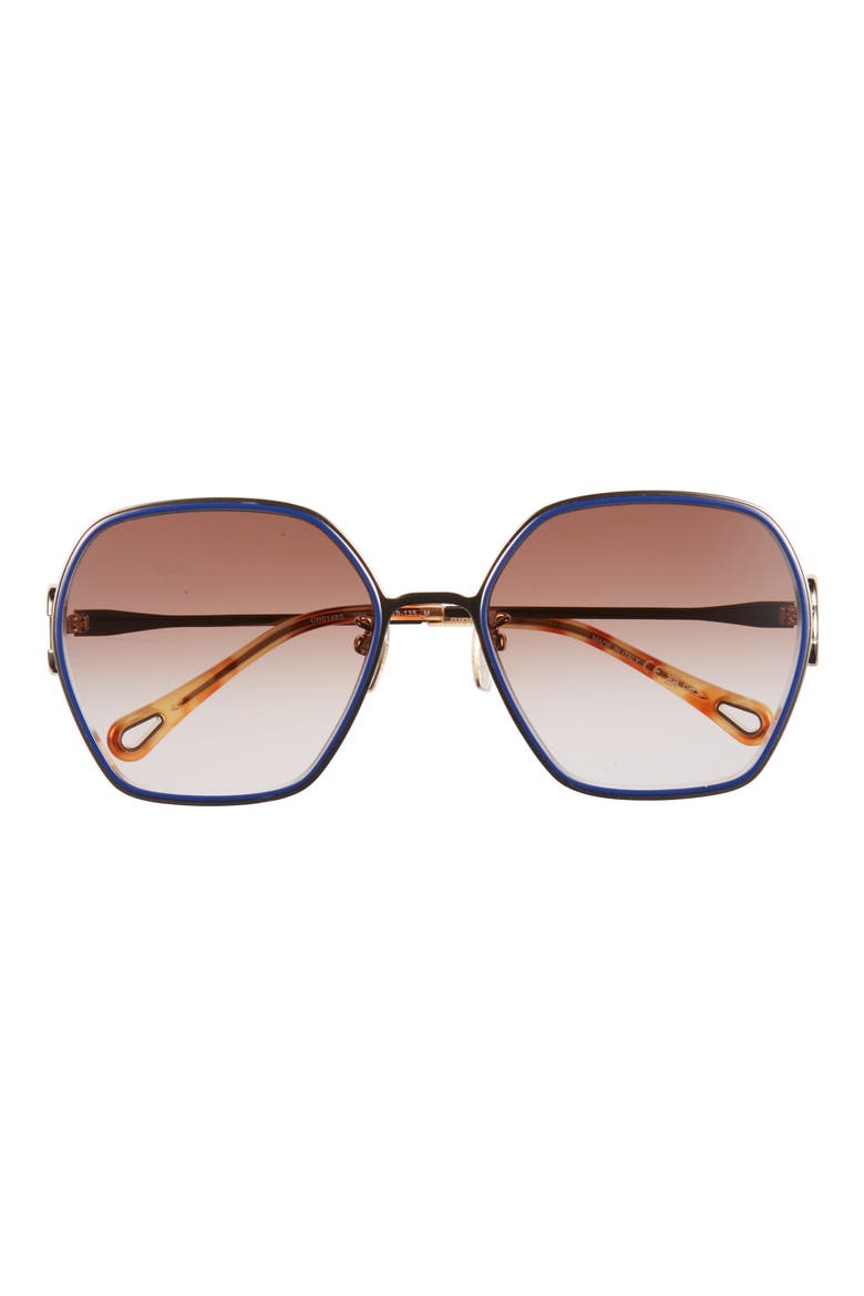 58mm Geometric Sunglasses, Main, color, GOLD GOLD BROWN
