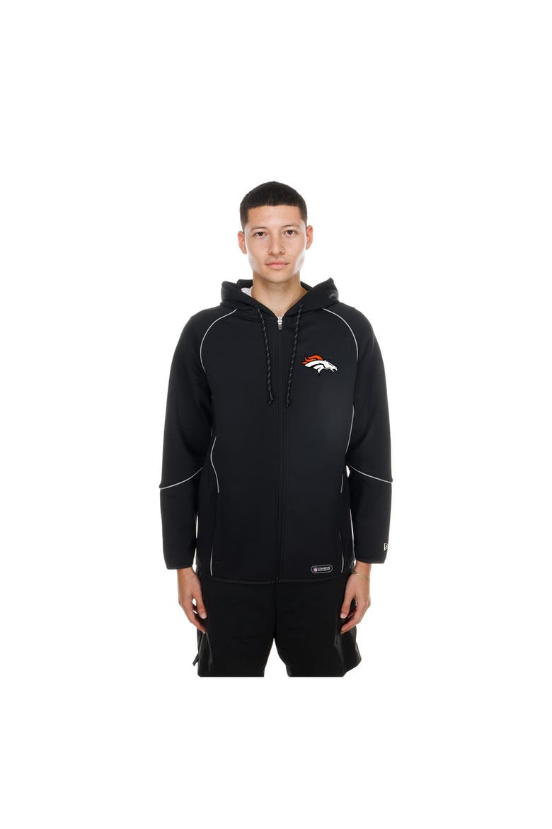 Men's New Era  Black Denver Broncos Combine Authentic Raglan Full-Zip Hoodie, Main, color, Black