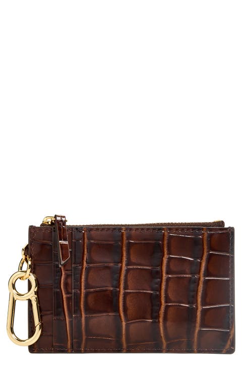 Croc Embossed Zip Card Holder
