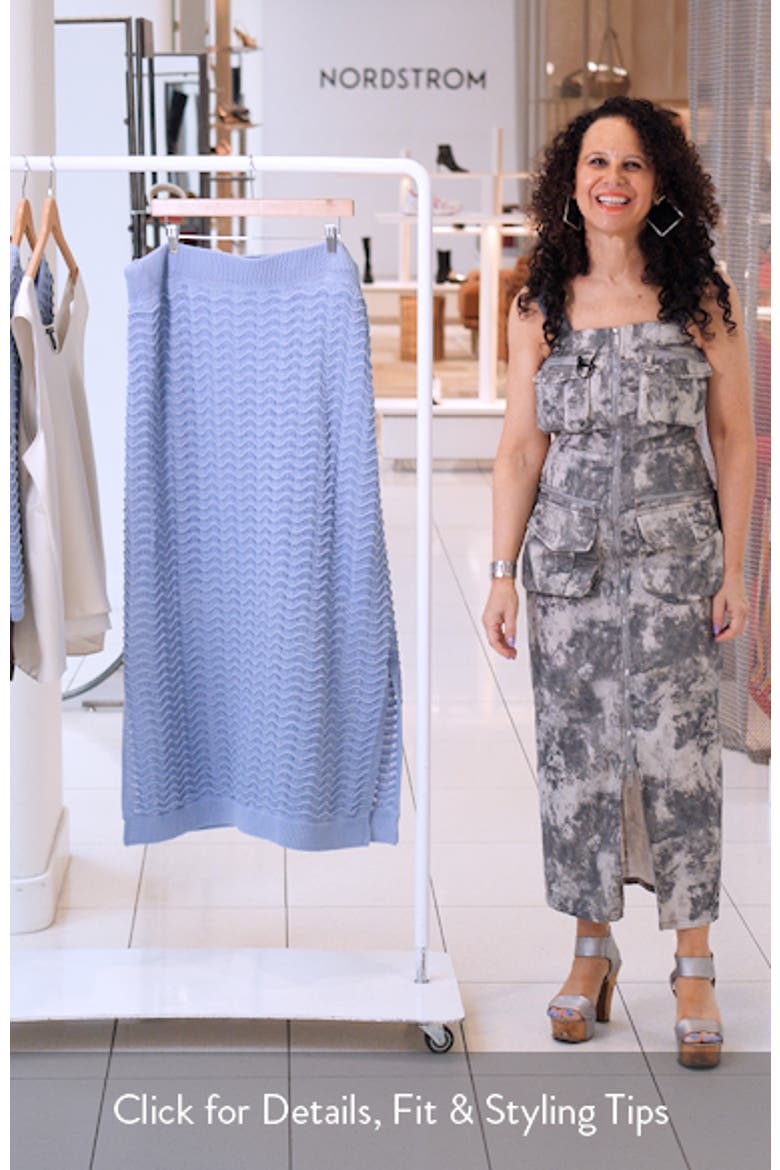 Pointelle Wave Stripe Cotton Blend Sweater Skirt video