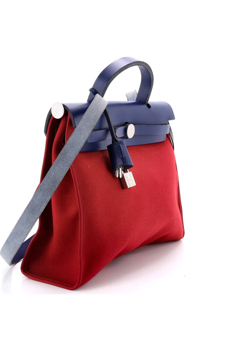 Pre-Owned Hermes Herbag Zip Leather and Toile 31, Alternate, color, Rouge Grenat