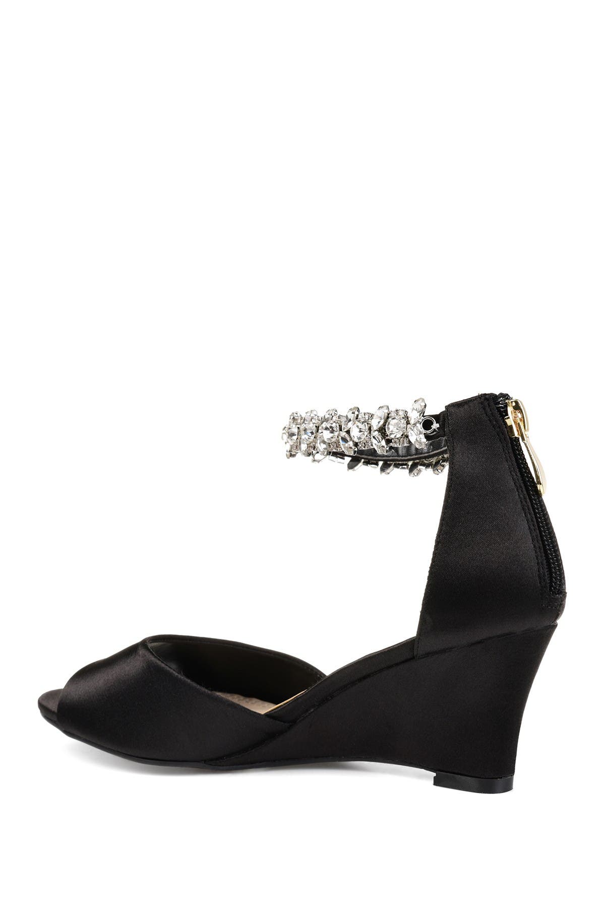 Journee Collection JOURNEE Connor Embellished Strap Wedge Sandal, Alternate, color, Black