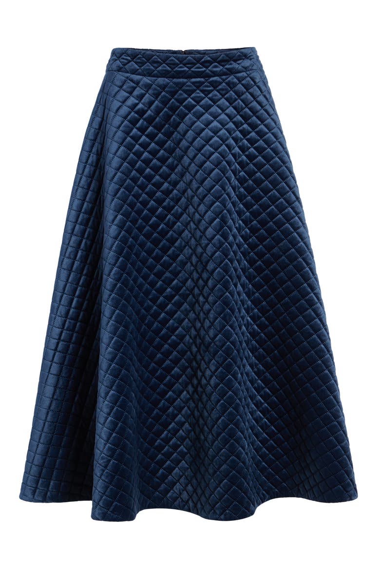 x Atlantic-Pacific Quilted Velour Circle Midi Skirt, Alternate, color, NAVY BLAZER