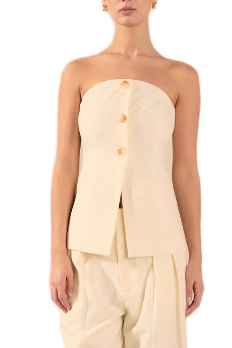 Button Strapless Top, Main, color, CREAM