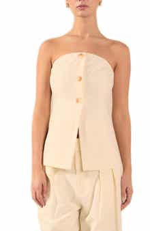 Button Strapless Top