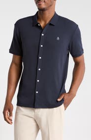 Original Penguin Jacquard Short Sleeve Button-Front Shirt