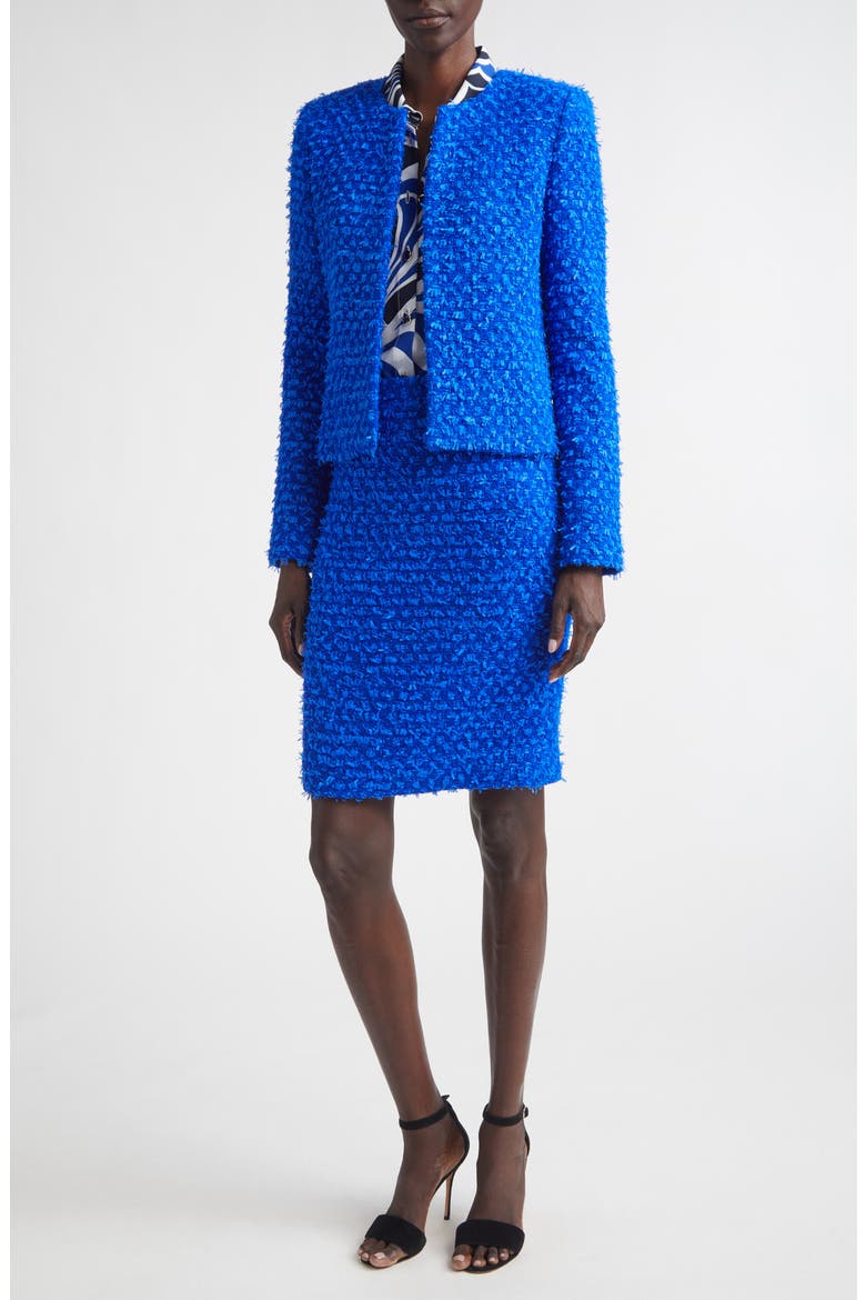 Wool Blend Fringed Eyelash Yarn Skirt, Alternate, color, COBALT MULTI