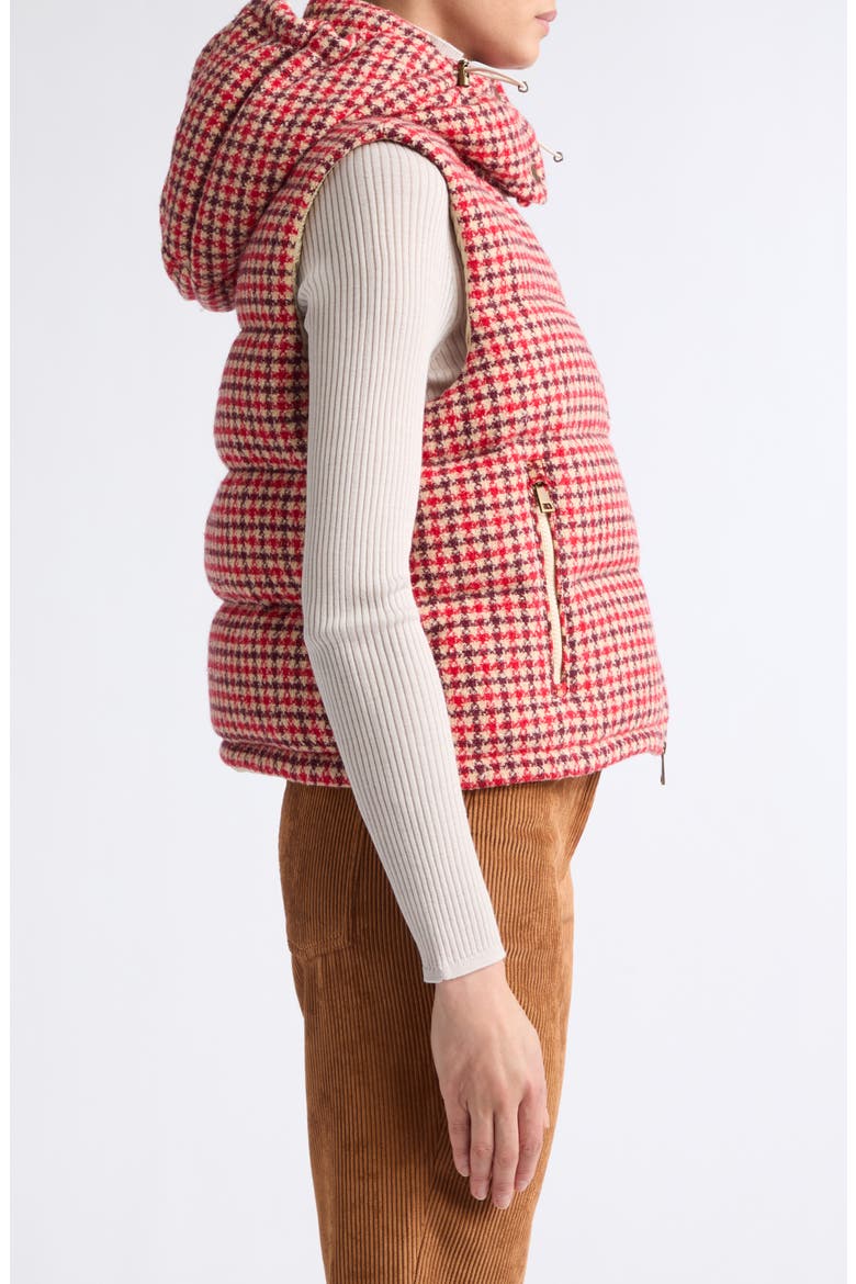 Niverolle Down Puffer Vest with Removable Hood, Alternate, color, CHECK PRINT