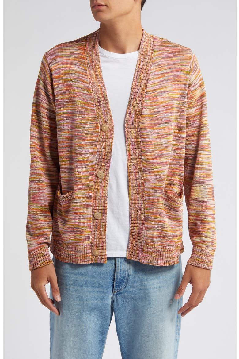 Tequila Sunrise Space Dye Cotton Cardigan, Main, color, PINK