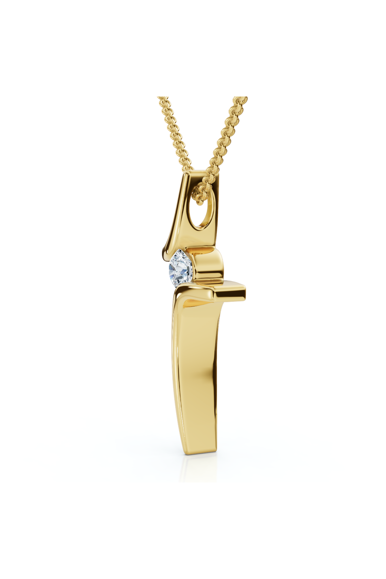 Diamond Cross Pendant Gold 18" Necklace 5/8" Tall Lab Grown, Main, color, Yellow Gold
