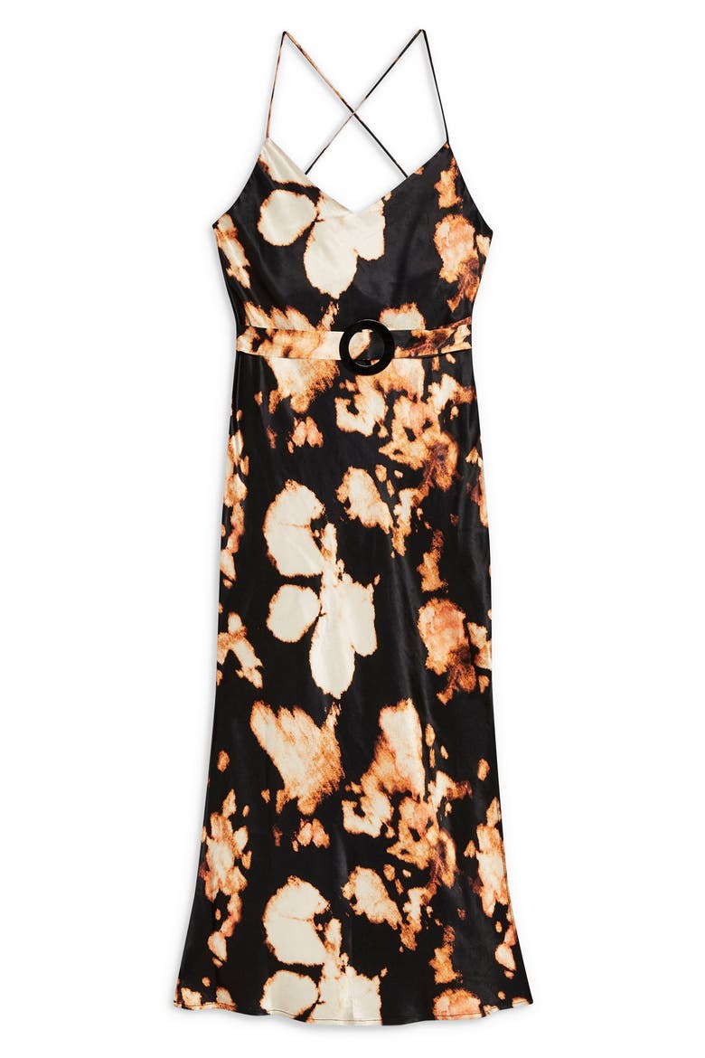 Tie Dye Belted Slipdress, Alternate, color, BLACK MULTI