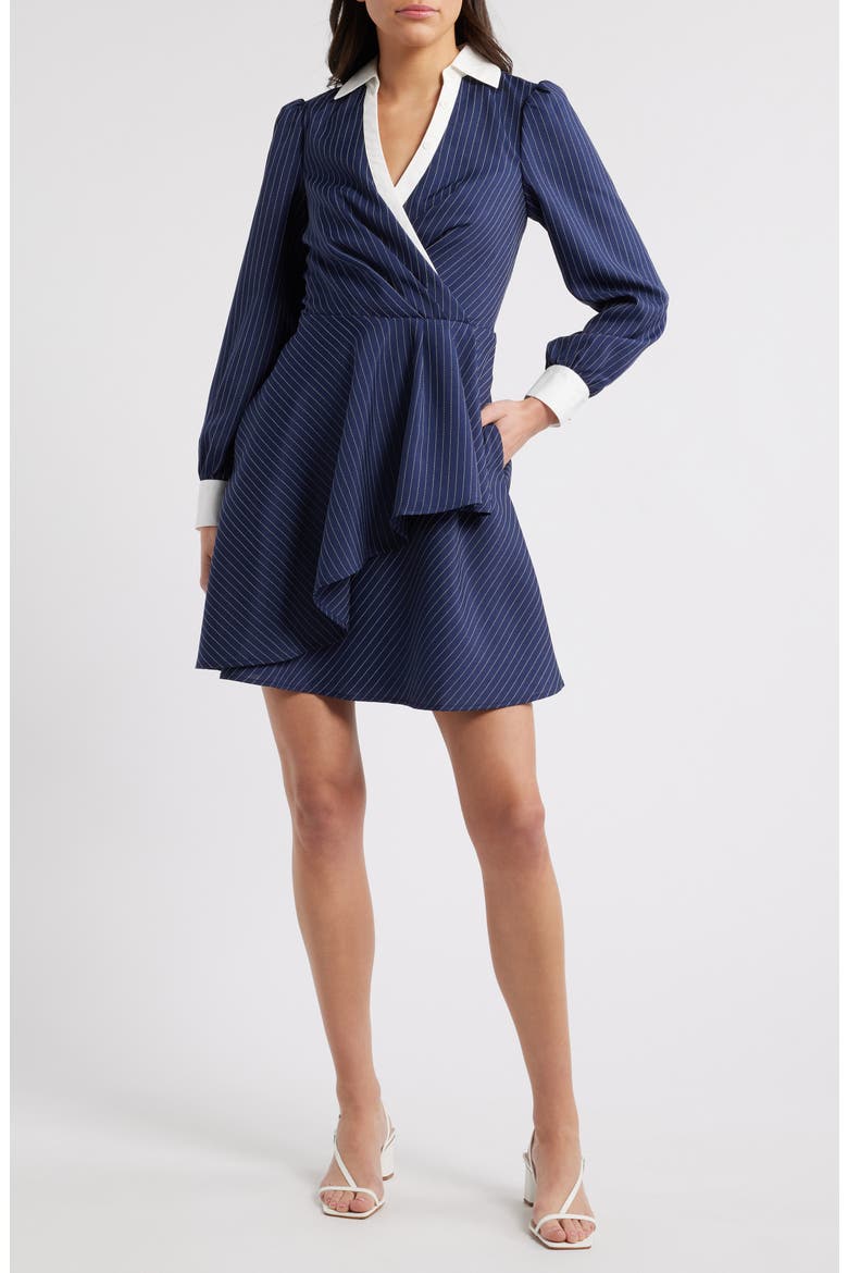 Twist Surplice Shirtdress, Main, color, NAVY IVORY